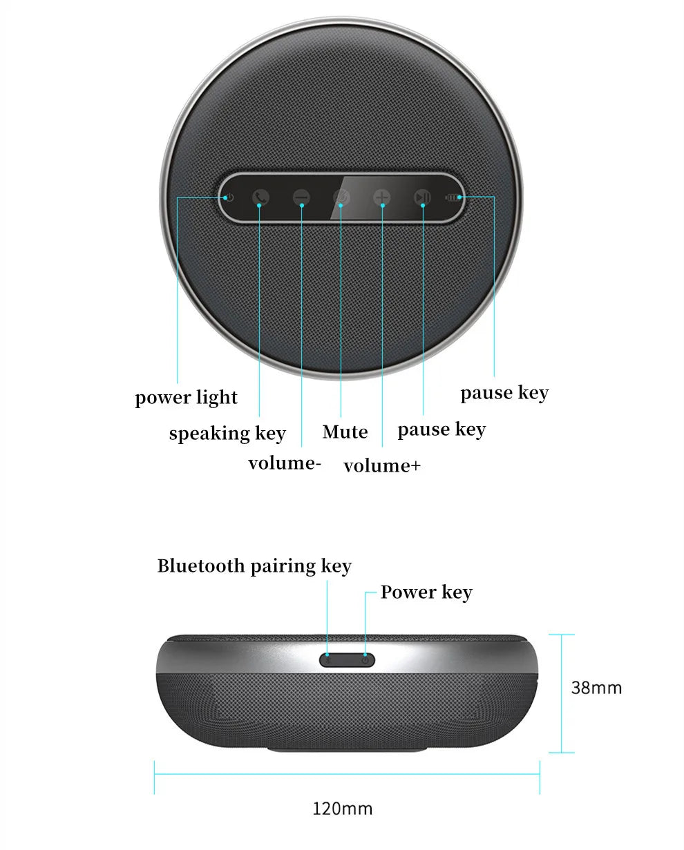 Conference Microphone USB Speakerphone Omnidirectional Computer 6 Mic 360° Voice Pickup Video Online Course Speakers Desktop