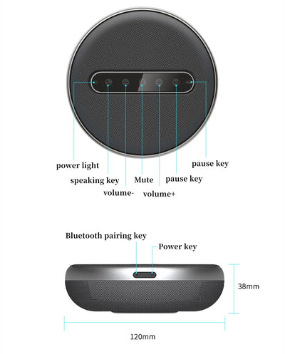 Conference Microphone USB Speakerphone Omnidirectional Computer 6 Mic 360° Voice Pickup Video Online Course Speakers Desktop