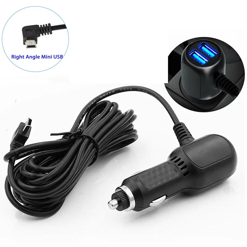 DVR Charging Cable Dash Cam Car Charger Mini USB Cable / Micro USB 11.5ft Power Cord Supply 12-24V For DVR Camera GPS