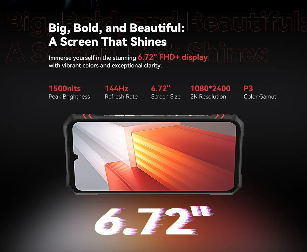 Cubot King Kong Star 2, Ultra-Slim Rugged Smartphone 5G, 4nm MTK D8200, 24GB+256GB,6.72-inch 144Hz Large Display