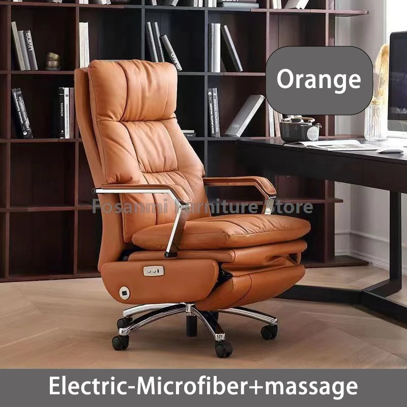 Ergonomics Leather Office Swivel Chair Electric Home Soft Thick Cushion Computer Chairs Gaming Comfortable Desk Chair with Wheel