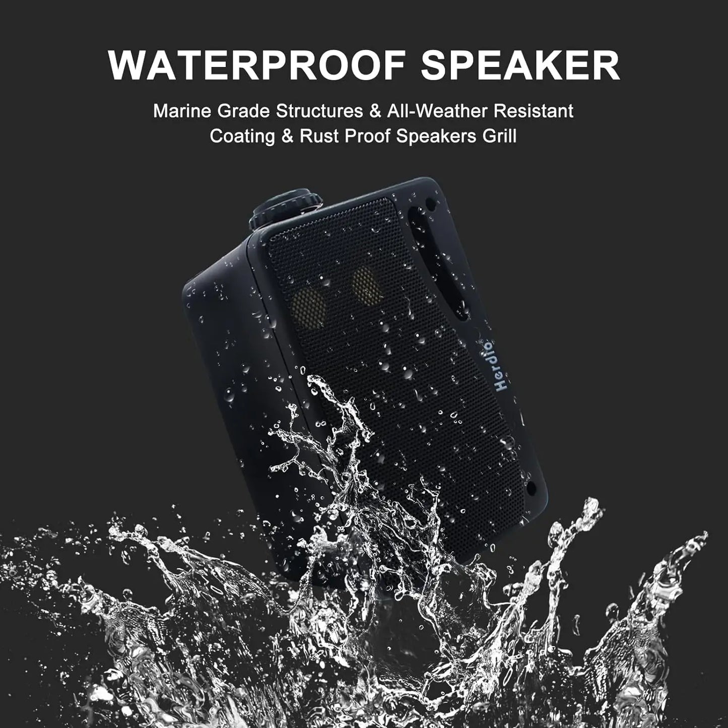 Herdio 3.5" Outdoor Bluetooth Speakers Waterproof 200W 3 Way Upgrade Premium Wall Mount Speakers Durable Mountable Loud Sound