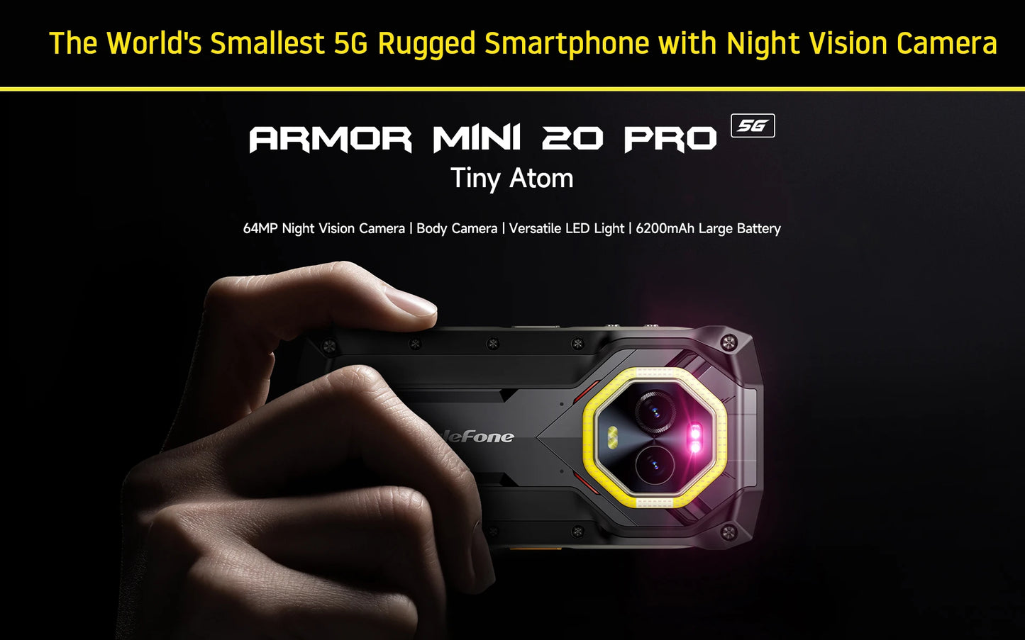 【World Premiere】Ulefone Armor Mini 20 Pro 5G 4.7" Rugged Phone 64MP Night Camera Android 14 Smartphone 6200mAh Mobile phone LED