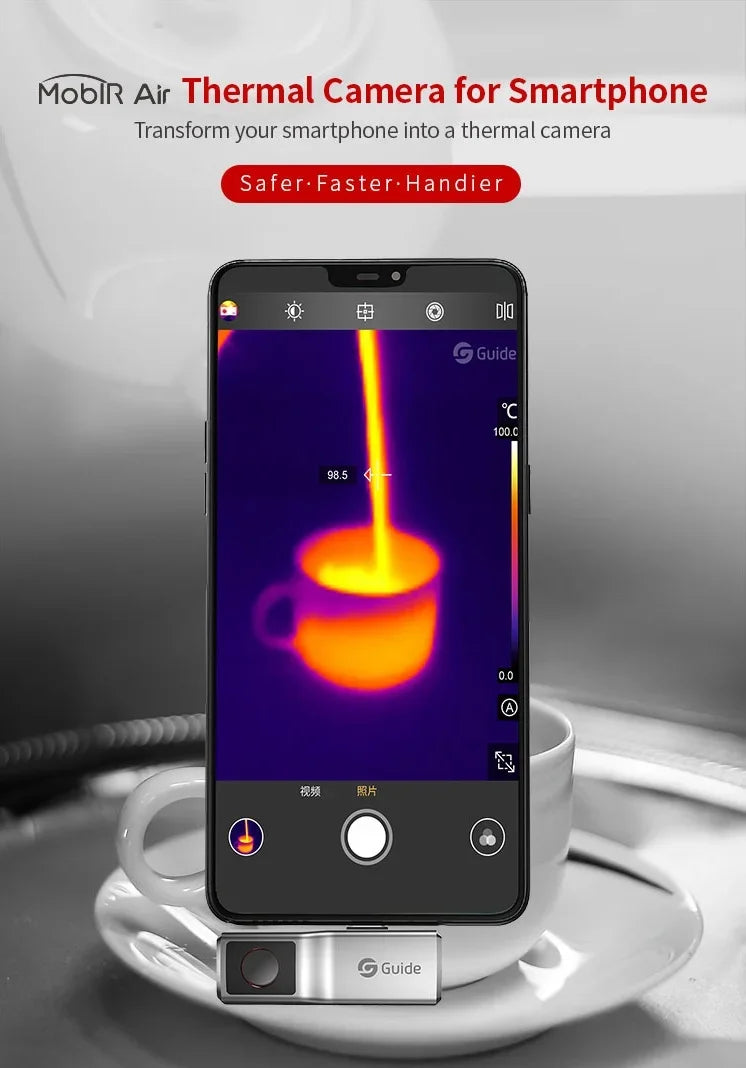 Guide Mobir Air Thermal Imaging Camera for iPhone & Android Phone Infrared Thermal Imager Inspection Repair Thermographic Camera