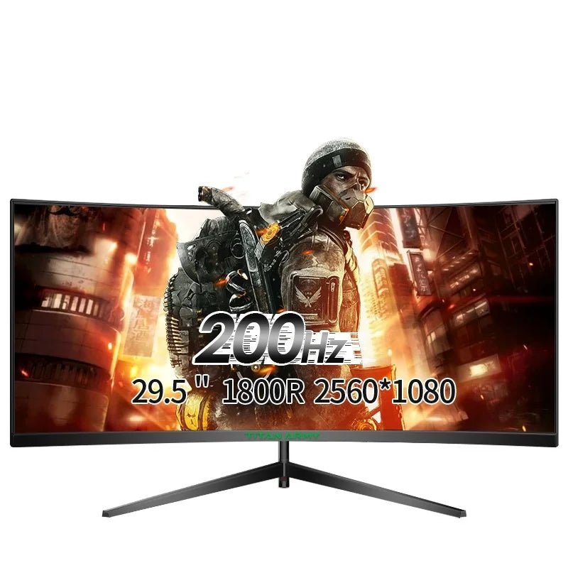 2025 30 inch 2K 200Hz Curved Gaming Monitor 21:9 2560x1080 Ultra Wide Ultra Slim screen FREESYNC VESA Metal Black