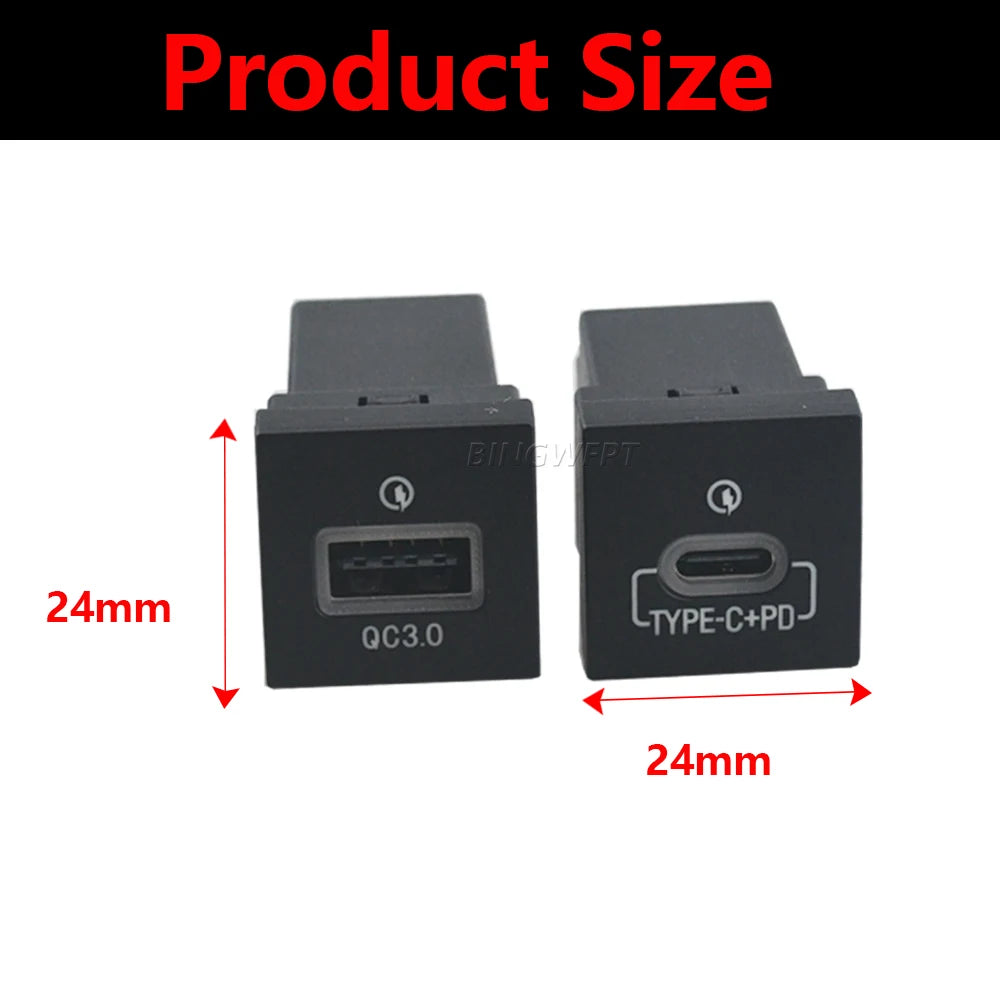 USB Charger Socket Fast Charge Adapter PD Type C and QC3.0 Power Outlet Switch For VW Golf 6 Jetta 5 MK5 Scirocco 2006 - 2012