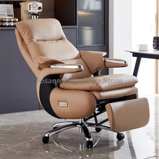 Comfortable Office Home Swivel Chair Soft Adjustable Computer Chair Thick Backrest Fixed Armrests and Footrest Gaming Desk Chair