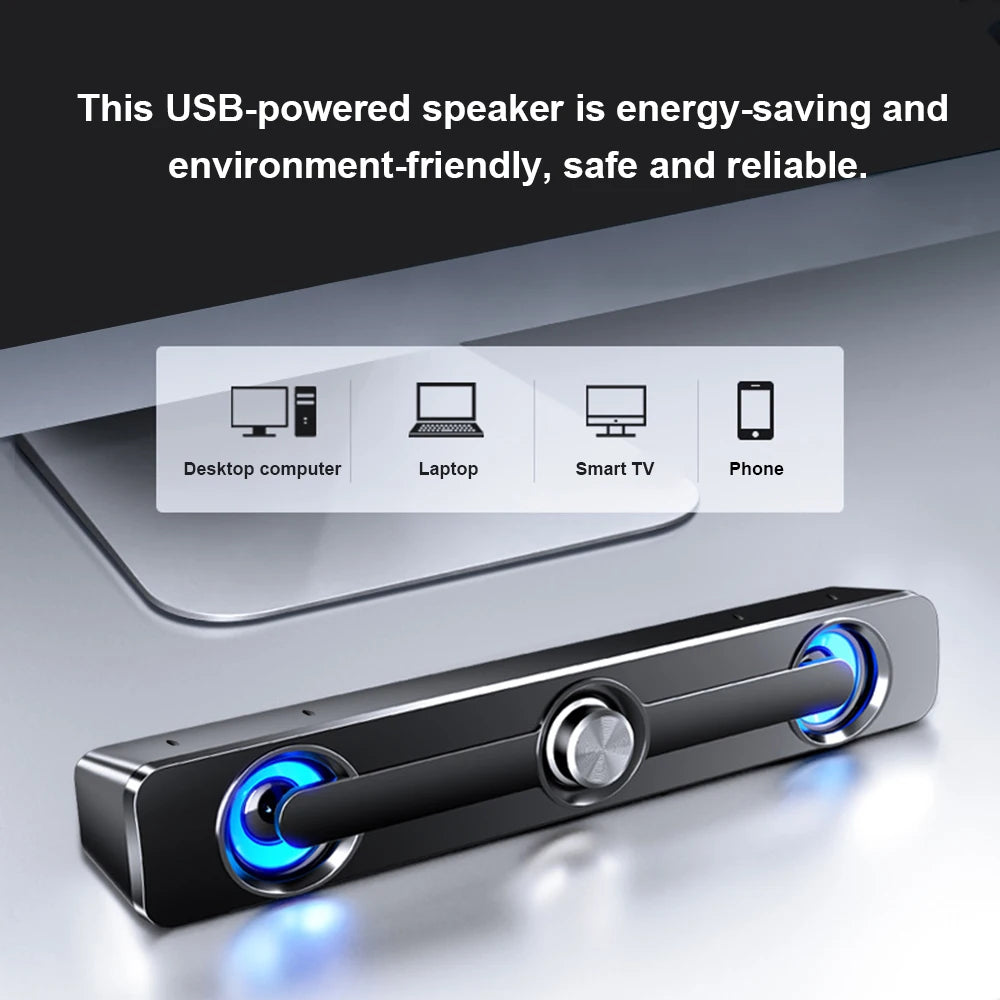 V-111 Computer Speaker USB Wired Powerful  Bar Stereo Subwoofer Bass Speaker Surround  Box for PC Laptop Phone Tablet MP3 MP4