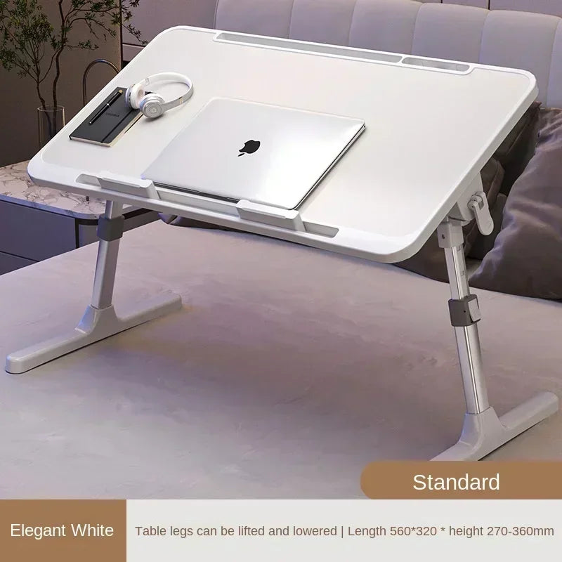 Foldable Lift Laptop Desk for Bed with Radiator Adjustable Stand Lap Table Breakfast Tray Desk with Drawer for Working Gaming