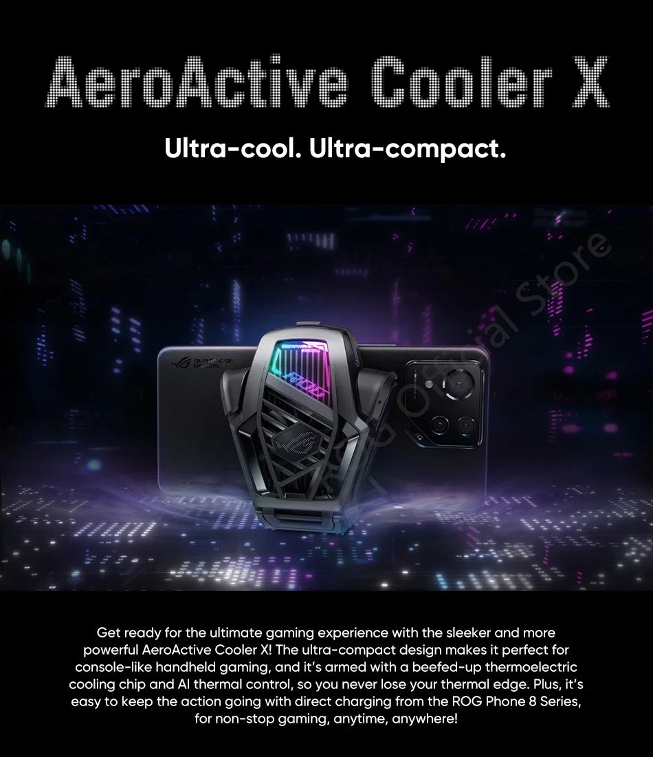 Original ASUS ROG AeroActive Cooler X ROG Phone 8 Funcooler with Fan Holder ROG Phone 8 Pro cooler USB-C Charging