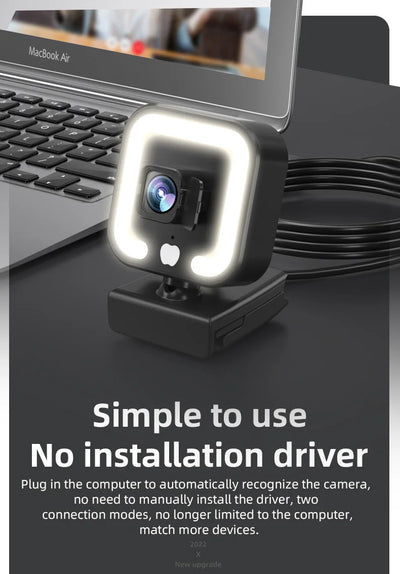 4K Webcam 1080P Full HD Web Camera Auto Focus With Fill-in Light Microphone USB Plug Web Cam For PC Computer Laptop Video