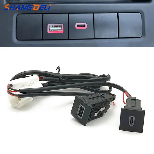 USB Charger Socket Fast Charge Adapter PD Type C and QC3.0 Power Outlet Switch for VW Golf 6 Jetta 5 MK5 Scirocco 2006 - 2014