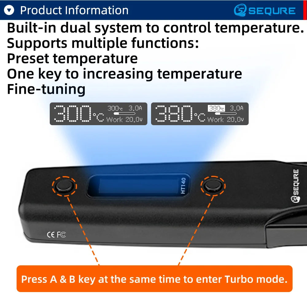 SEQURE HT140 Electric Heated Tweezers Replaceable Tweezer Tips 2-IN-1 Hot Tweezers Supply Desoldering Repair Tool for SMD