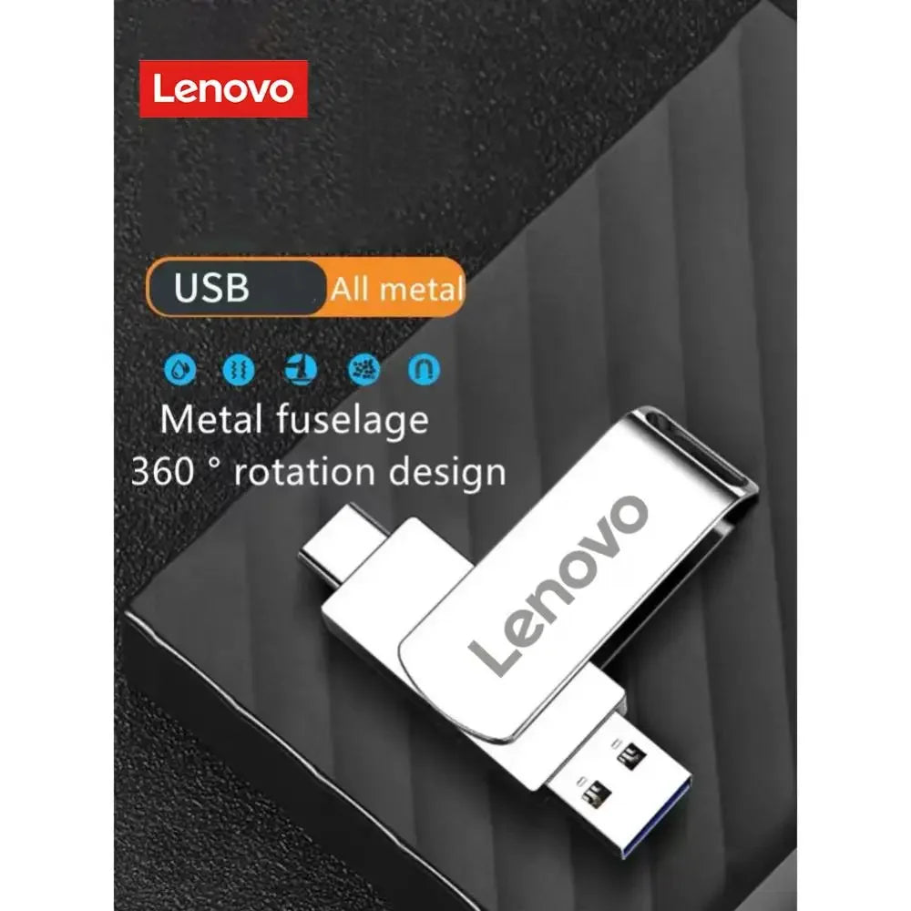 Lenovo 16TB 3.0 USB flash drive waterproof Type-C USB metal high-speed pen drive 2TB 512GB suitable for computer storage devices