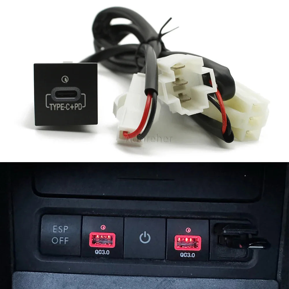 For VW Golf 6 Jetta 5 MK5 EOS Scirocco 2006 - 2012 Car USB Charger Socket PD Quick Charge QC3.0 Cigarette Lighter Interface