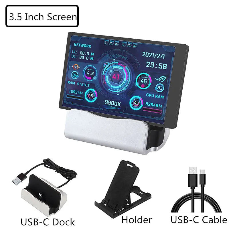 3.5 / 5 / 8.8 Inch IPS Type-C Secondary Screen Mini Computer Secondary Screen CPU GPU RAM HDD Monitor USB Display Freely AIDA64