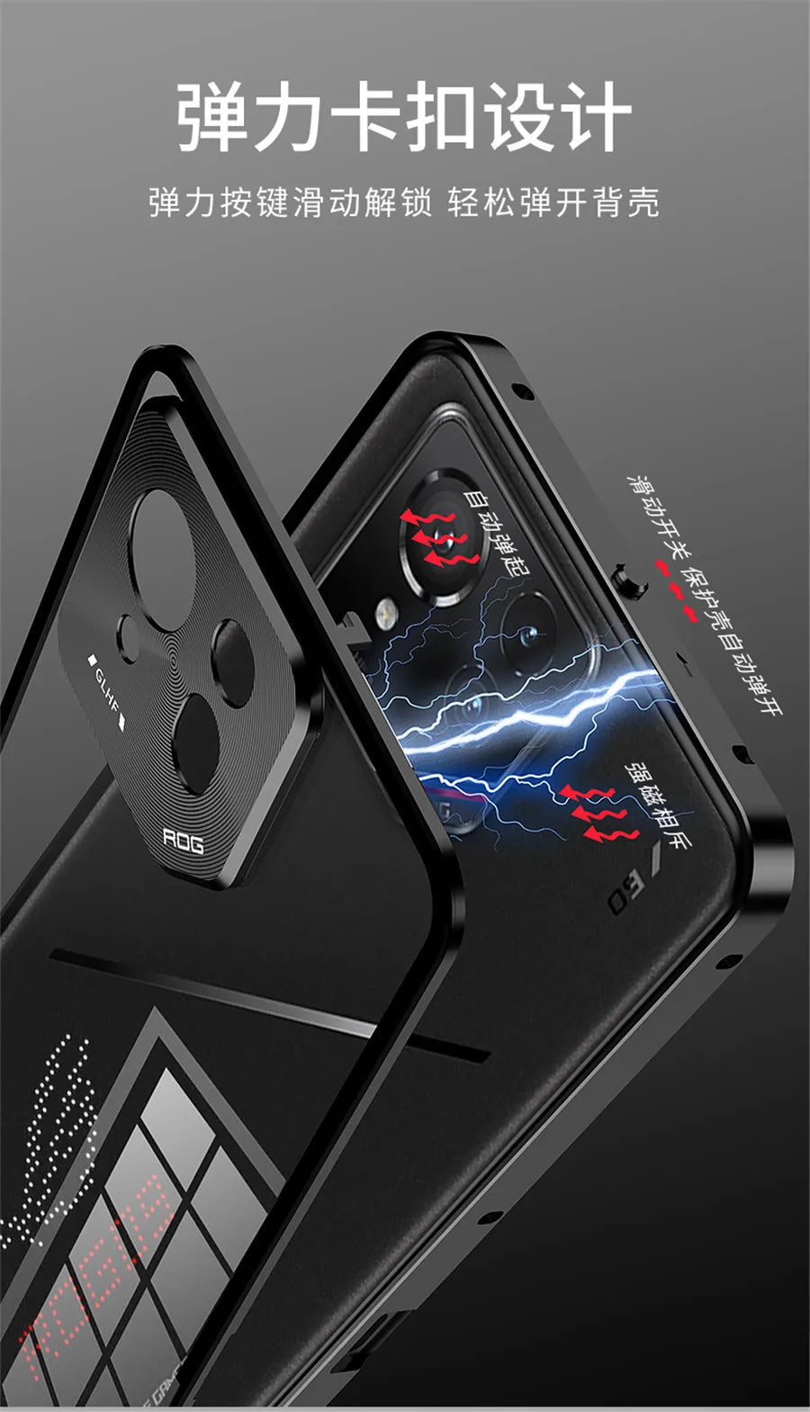 For ROG Phone 9 Pro Case,Metal Aluminium Magnet Shockproof Shell,Camera Protection Transparent Phone Case Funda For ROG Phone 9