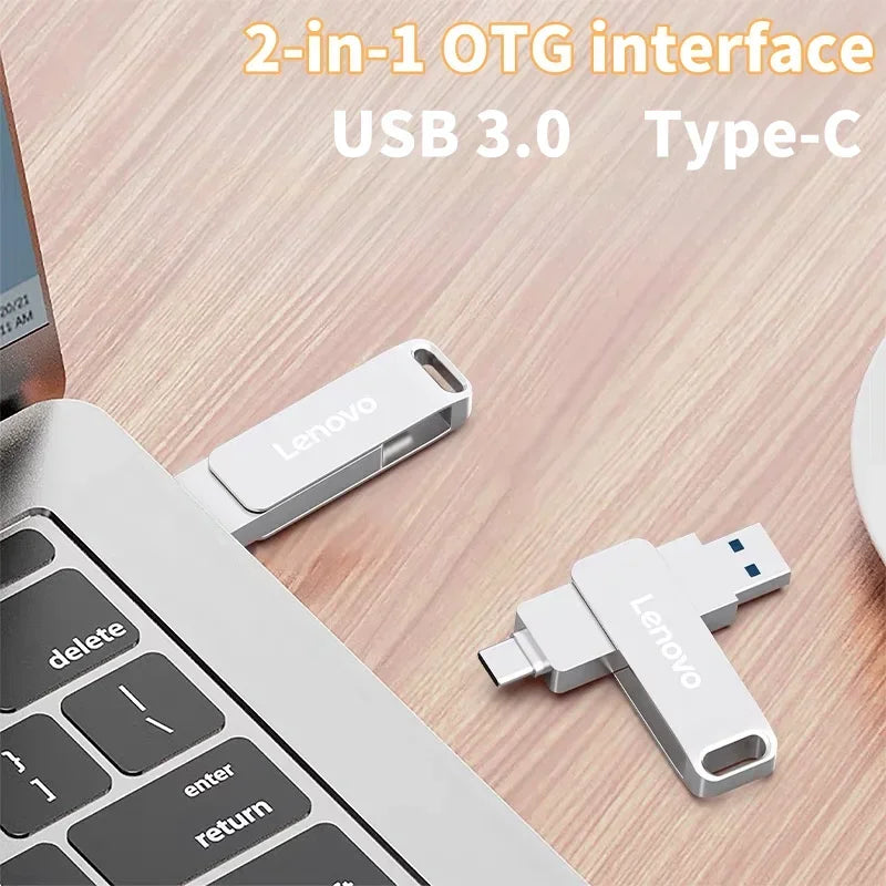 Lenovo 16TB 3.0 USB flash drive waterproof Type-C USB metal high-speed pen drive 2TB 512GB suitable for computer storage devices