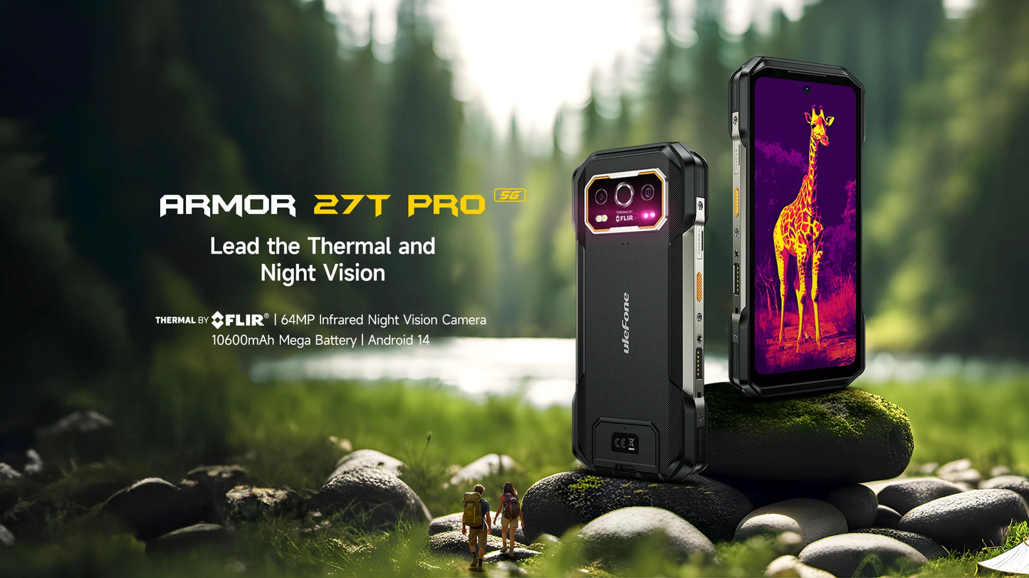 Ulefone Armor 27T Pro 5G THERMAL BY FLIR® Rugged Phone 10600mAh Android 14 Smartphone 64MP 6.78" 24GB+256GB NFC Mobile Phone