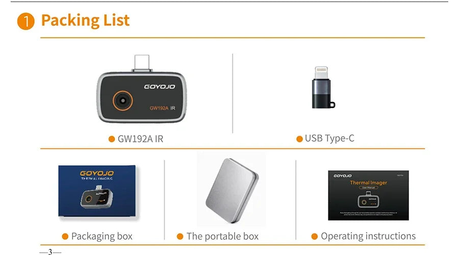 GW192A New Thermal Imaging Camera for iPhone & Android Phone Infrared Thermal Imager Inspection Repair Thermographic Camera