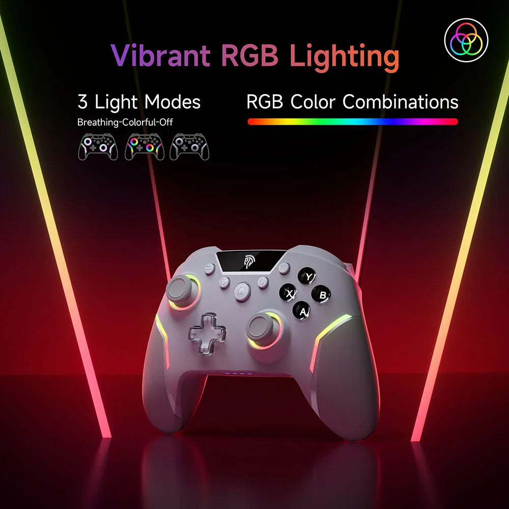 EasySMX X20 RGB Wireless Gamepad Bluetooth Gaming Controller Compatible with PC/NS/TV/Phone/Laptop,6-Axis Gyroscope, Hall Effect