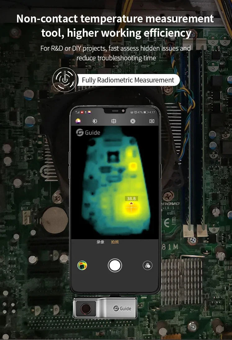 Guide Mobir Air Thermal Imaging Camera for iPhone & Android Phone Infrared Thermal Imager Inspection Repair Thermographic Camera