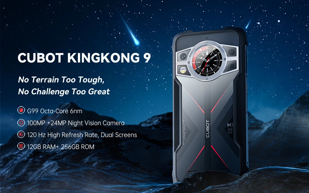 Cubot King Kong 9, 120Hz 6.583“ Screen, Helio G99, IP69K Waterproof Rugged, 24GB RAM (12GB+12GB), 256GB ROM, 100MP Camera, NFC