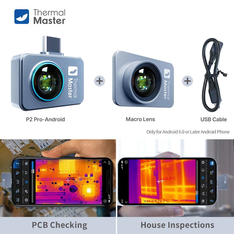 P2 P2Pro Thermal Imaging Camera Heat Detection 256 × 192 for Android,iphone 1112℉ Infrared Thermal Imager