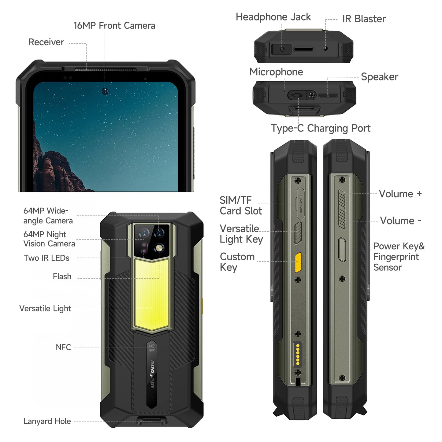 Ulefone Armor 24 Rugged Phone 22000mAh Up to 24GB+ 256GB 6.78"120Hz Smartphone 64MP+64MP NFC Phone LED Light Global Version