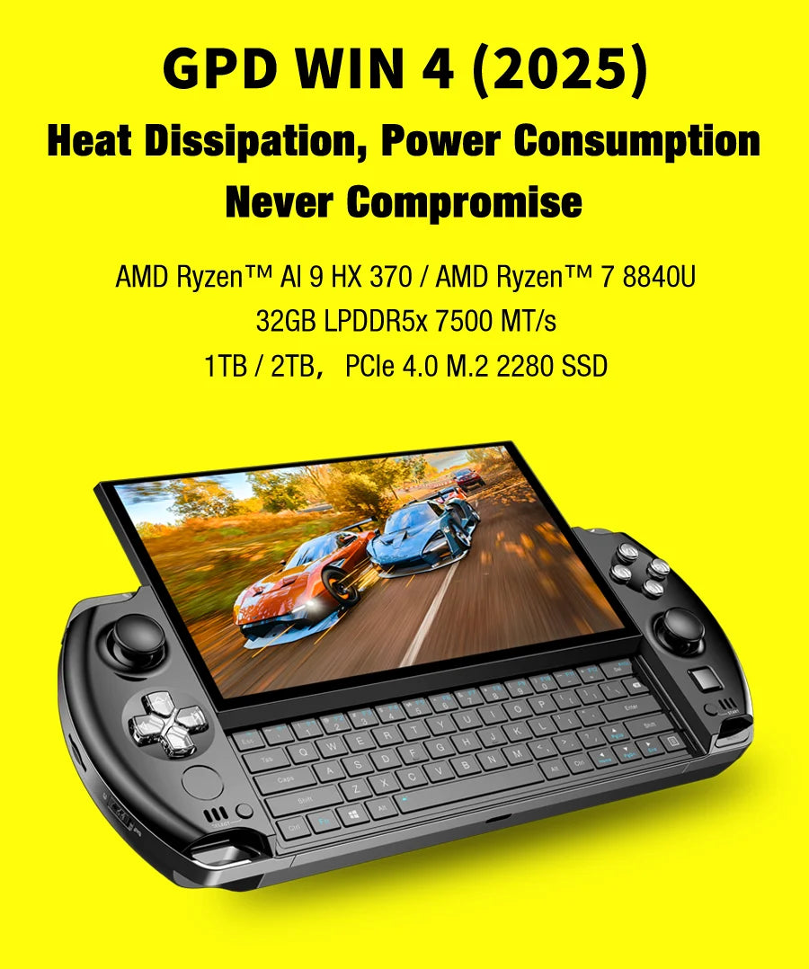 GPD 2025 WIN 4 32GB Memory RAM 1TB 2TB Hard Disk AMD 8840U HX370 Processor Handheld Gaming Portable Laptop Mini PC Touch Screen