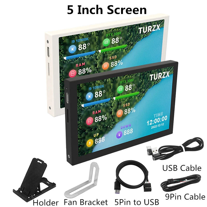 3.5 / 5 / 8.8 Inch IPS Type-C Secondary Screen Mini Computer Secondary Screen CPU GPU RAM HDD Monitor USB Display Freely AIDA64