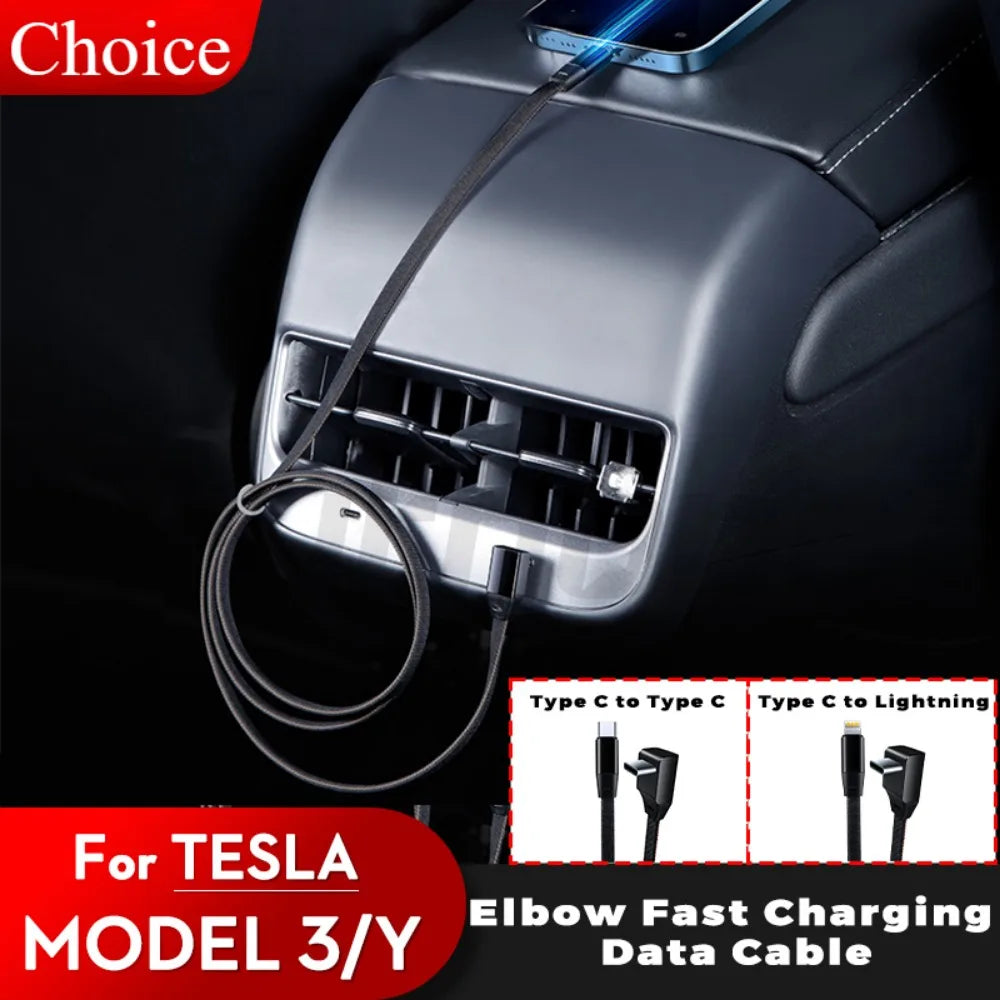 Fast Charging Charger Cable For Tesla model 3 model Y 120CM 3A  60W Type-C  27W Lightning Phone Charging  Data Transfer