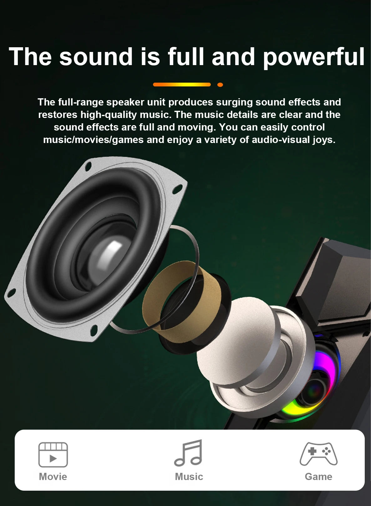 RGB desktop computer stereo usb notebook small speaker mobile phone wired desktop heavy subwoofer multimedia home