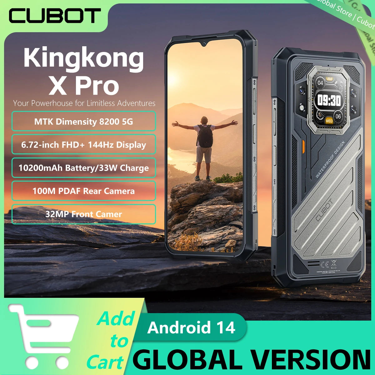 CUBOT KINGKONG X PRO Smartphone Dimensity 8200 5G 6.72" 144Hz Display 12GB+256GB 100MP Camera 10200mAh Battery Android 14 NFC