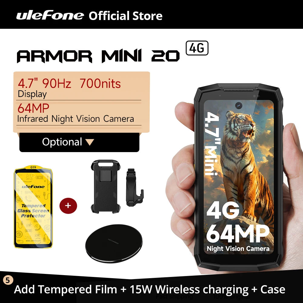 【World Premiere】Ulefone Armor Mini 20 4G 4.7" Rugged Phone 64MP Night Camera Android 14 Smartphone 6200mAh Mobile phone NFC