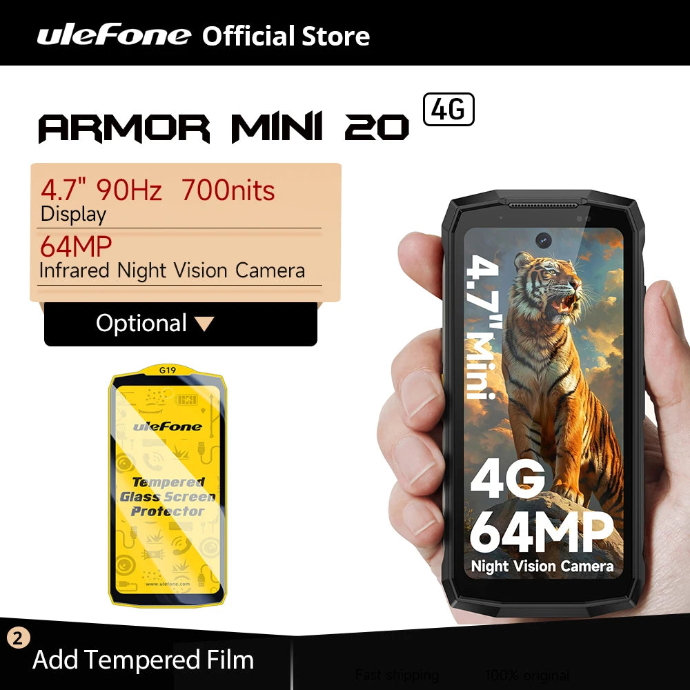 【World Premiere】Ulefone Armor Mini 20 4G 4.7" Rugged Phone 64MP Night Camera Android 14 Smartphone 6200mAh Mobile phone NFC