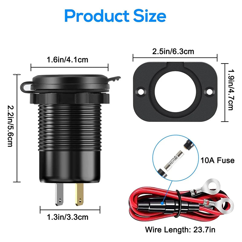 NEW 96W Dual PD Dual QC 3.0 USB Car Charger with Voltmeter Socket Power Outlet Adapter Waterproof for 12V/24V Car Boat Hot Sale