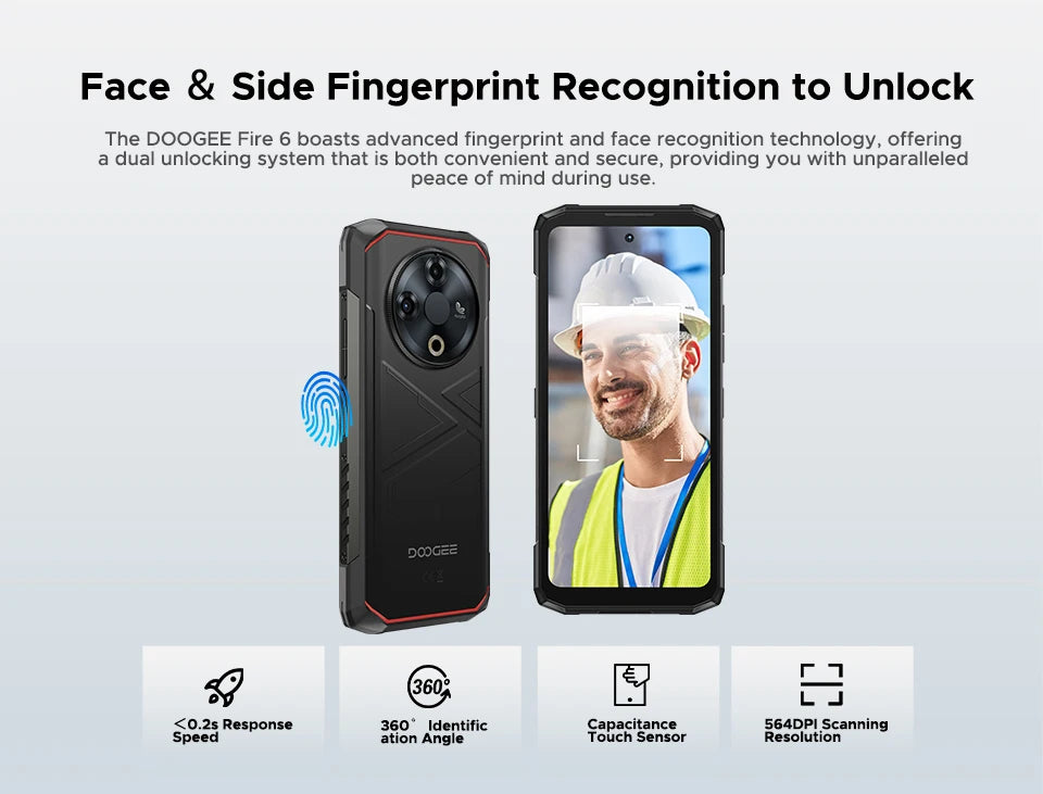 World Premiere DOOGEE Fire 6 Rugged Phone 6.56" 90Hz Display 6GB RAM 256GB ROM 50MP AI Main Camera 10400mAh/18W Android 14