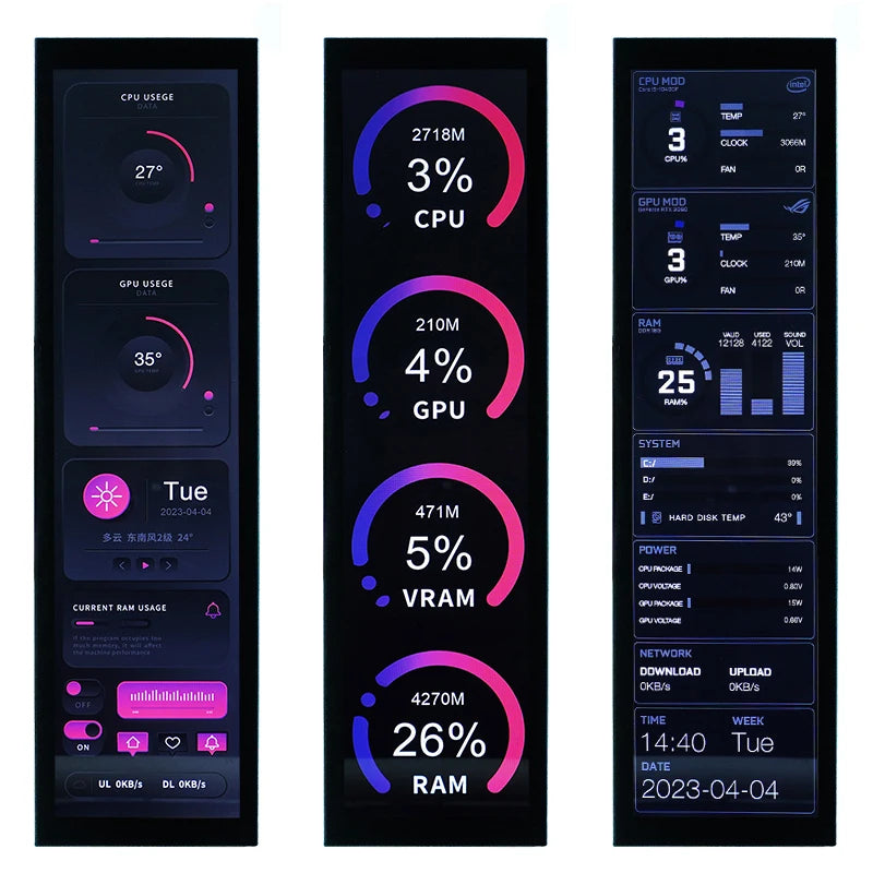 8.8 Inch IPS USB Secondary Screen Type-C PH Interface Turing Smart Screen CPU GPU RAM Computer Monitor Use TURZX Software