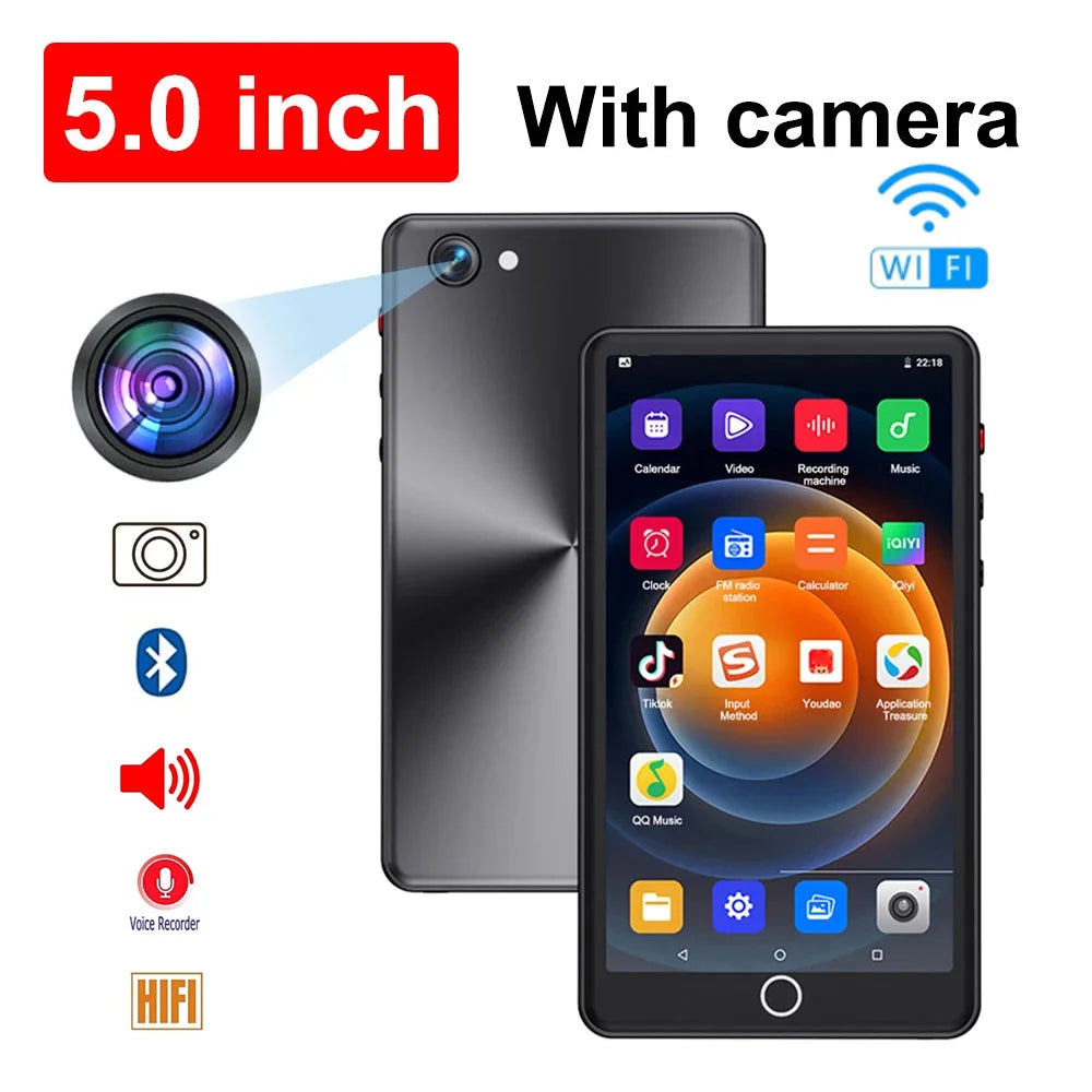 BT 5.0 Wifi MP4 Player 4/5inch Touch with Bluetooth and WiFi MP3 Music Players With Cam Built-in speaker Supports Android 8.1