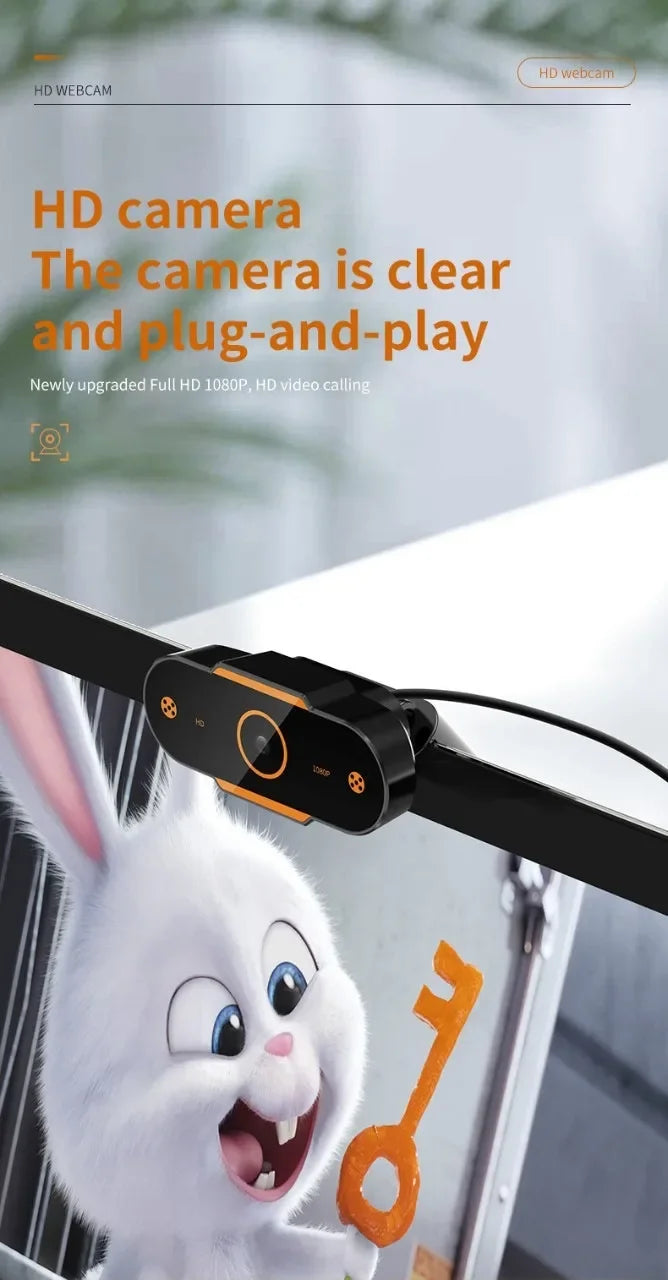 1080P HD Webcam Camera Auto Focus Webcam CMOS USB Computer PC Camera with Mic for Video Calling Network Teaching Office Meeting