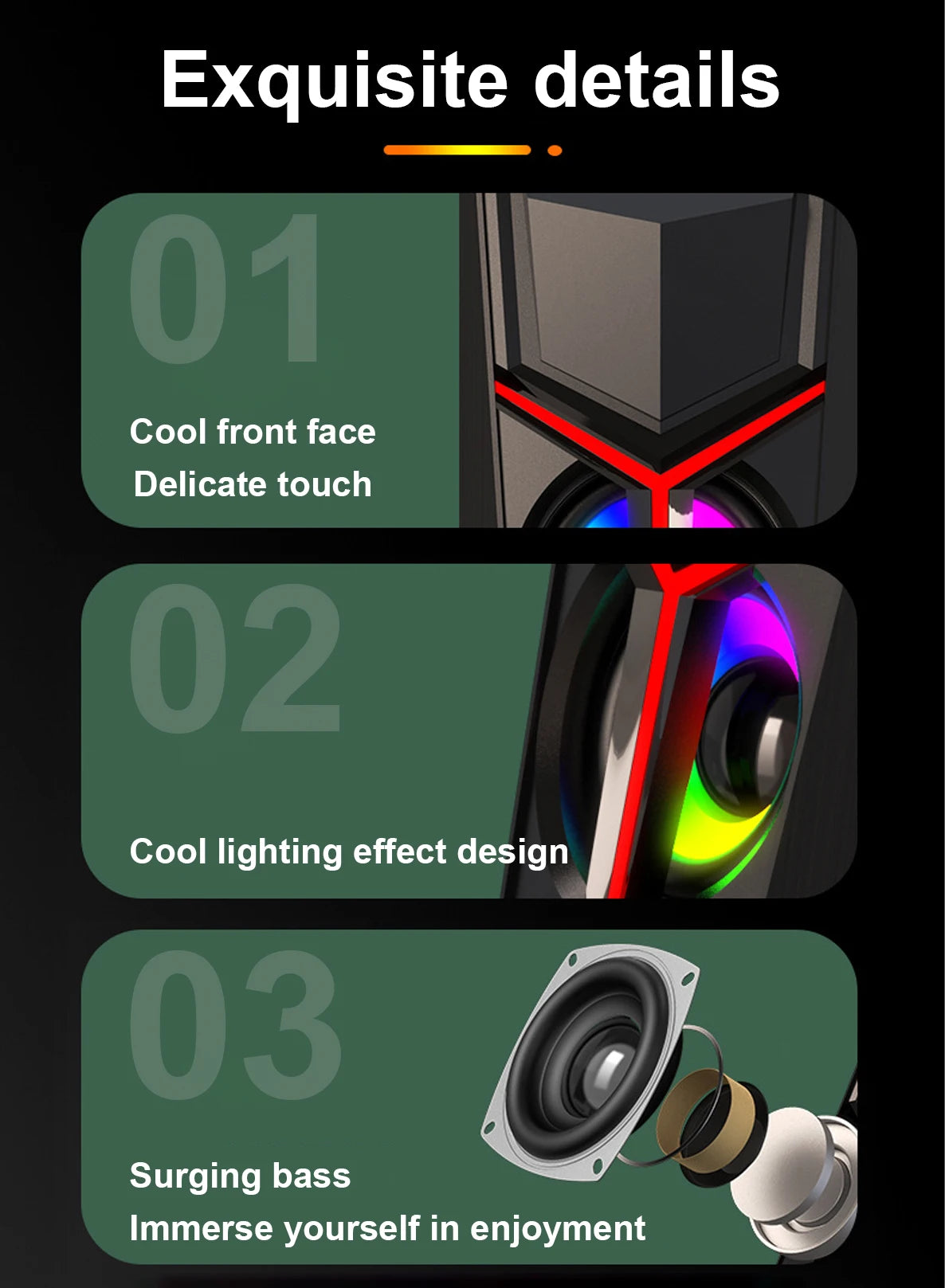 RGB desktop computer stereo usb notebook small speaker mobile phone wired desktop heavy subwoofer multimedia home