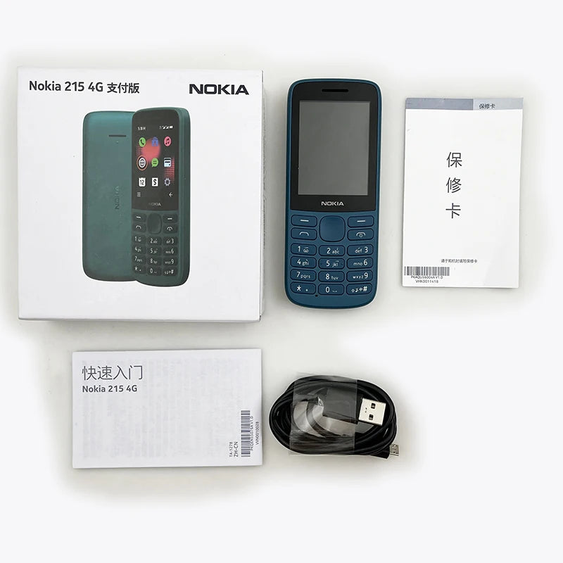 Nokia 215 4G Mobile Phone Dual SIM Cards FM Radio 1150mAh Standby Time Feature Phone with Hebrew Keyboard New And Original 100%