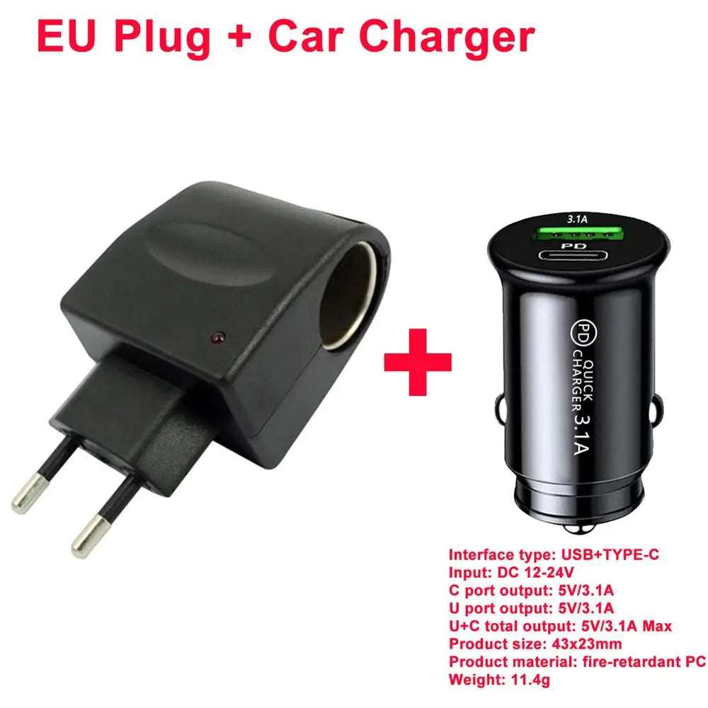 220V AC To 12V DC Car Cigarette Lighter Wall Power Socket Plug Adapter Converter EU US Plug New Dropping Shipping