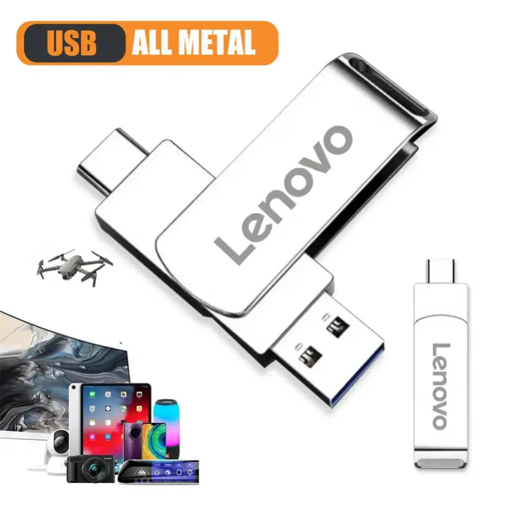 Lenovo 16TB 3.0 USB flash drive waterproof Type-C USB metal high-speed pen drive 2TB 512GB suitable for computer storage devices