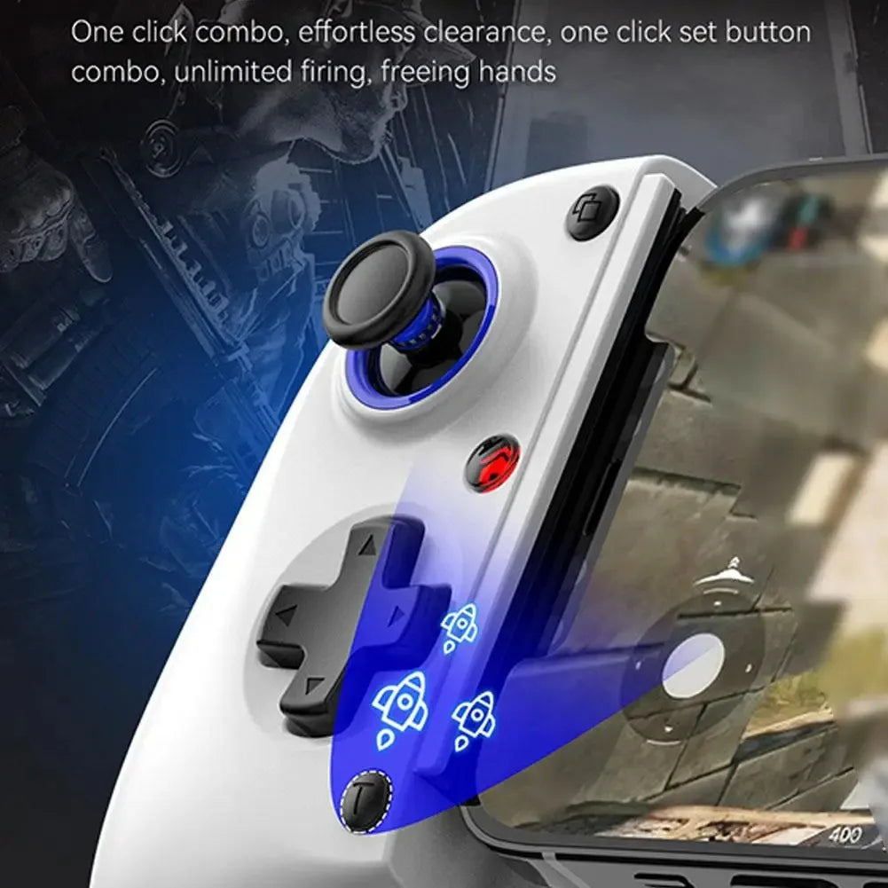 D11 Telescopic Game Controller RGB Light Mobile Phone Gamepad with Turbo/6-axis Gyro/Vibration for Android iOS PS3 PS4 Switch IP