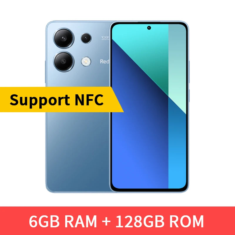 Global Version Xiaomi Redmi Note 13 4G Cellphone 128GB/256GB 120Hz AMOLED 108MP Main Camera 33W Fast Charging Snapdragon 685