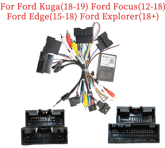 Car 16Pin Android Stereo Power Wiring Harness With Canbus For Ford Kuga(18-19)/Focus(12-18)/Edge(15-18)/Explorer(18+)