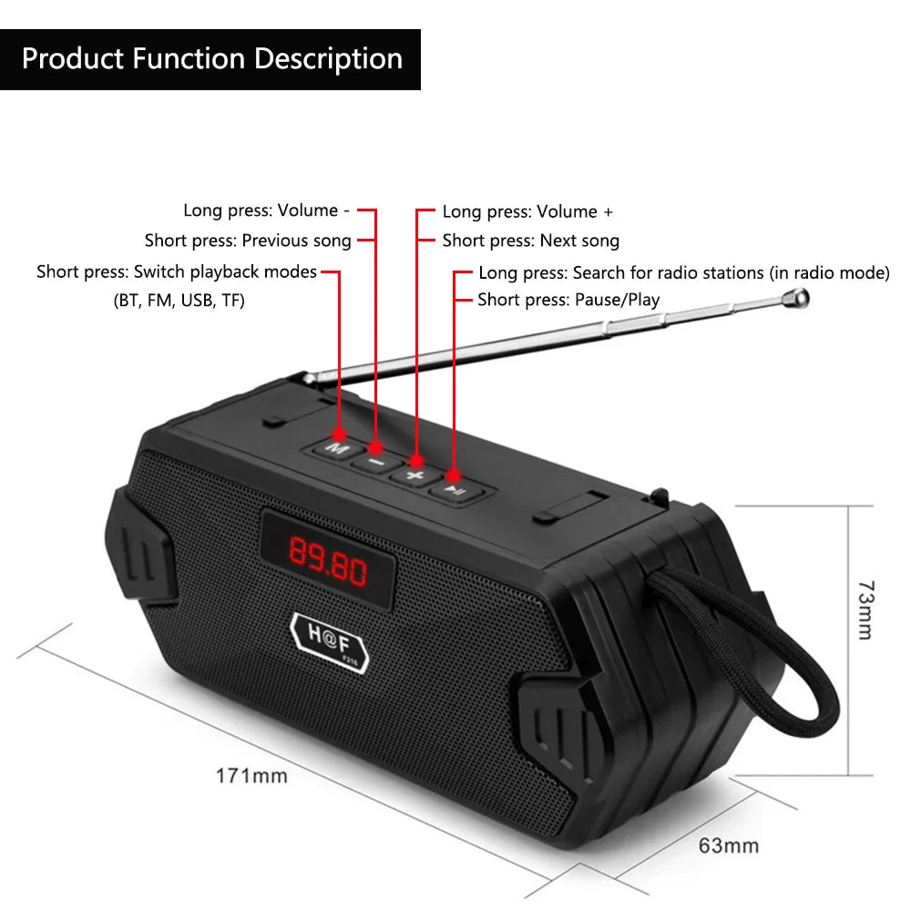 Portable Wireless Speaker Bluetooth-compatible Bass Mini Subwoofer Support TF Card MP3 Music USB Speaker With FM Radio Receiver