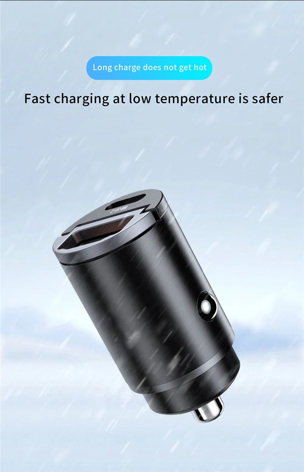 Car 200W Dual Port Mini USB Charger Ultra Fast Charging Cigarette Lighter Socket 12-24V Aluminum Cell Phone Charging Adapter